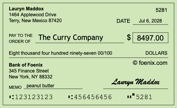How to write a check for $8,497