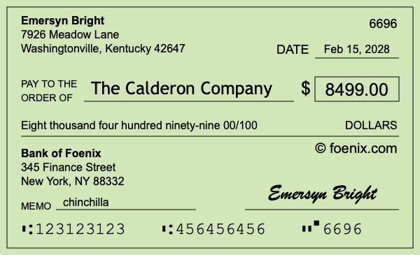 How to write a check for $8,499