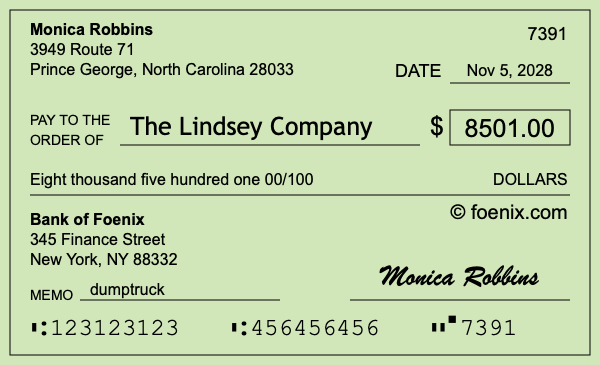 How to write a check for $8,501