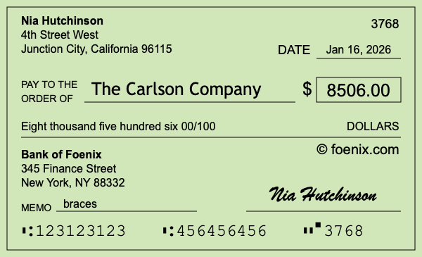 How to write a check for $8,506