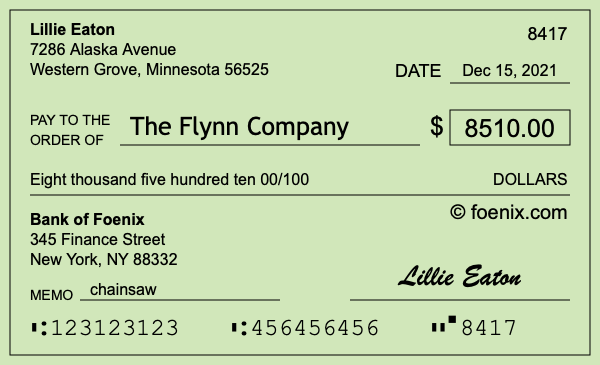 How to write a check for $8,510