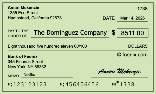 How to write a check for $8,511