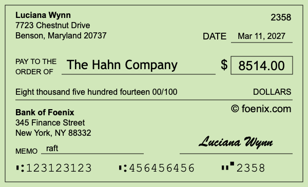 How to write a check for $8,514