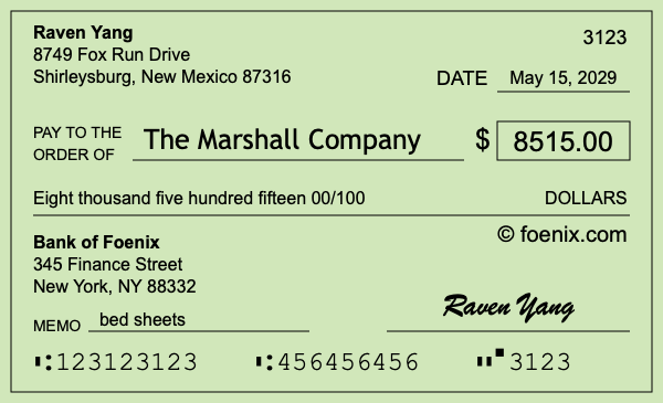 How to write a check for $8,515