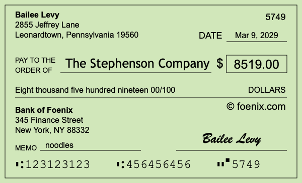 How to write a check for $8,519