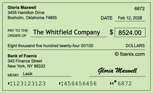 How to write a check for $8,524