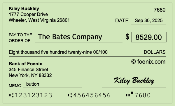 How to write a check for $8,529