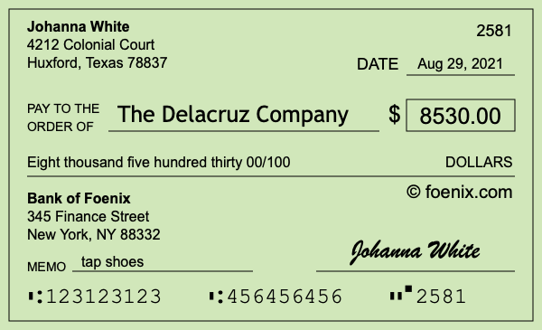 How to write a check for $8,530