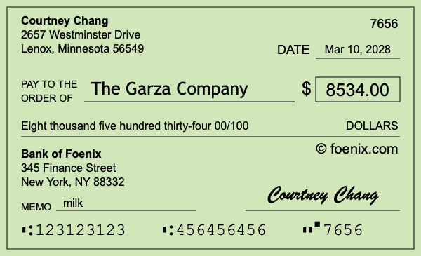 How to write a check for $8,534