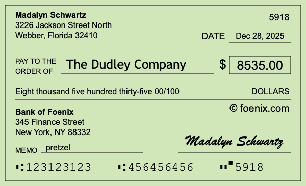 How to write a check for $8,535