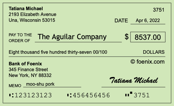 How to write a check for $8,537