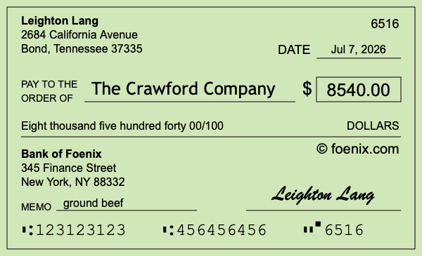 How to write a check for $8,540