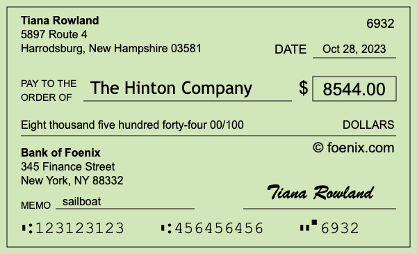 How to write a check for $8,544