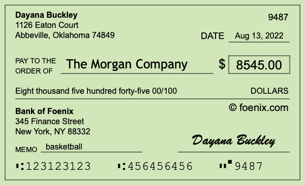 How to write a check for $8,545