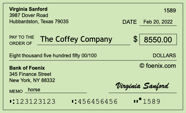 How to write a check for $8,550
