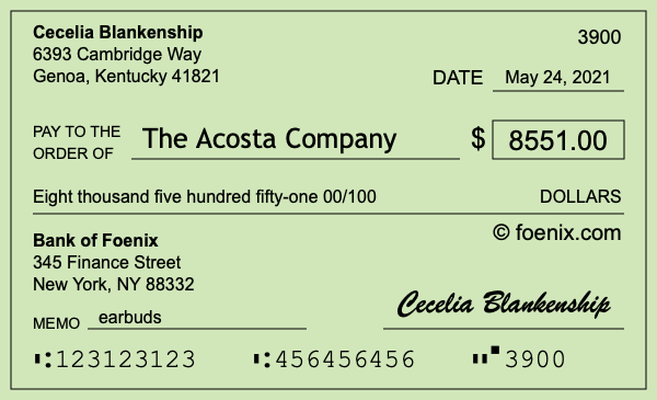 How to write a check for $8,551