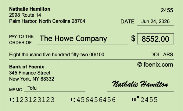 How to write a check for $8,552