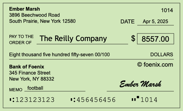 How to write a check for $8,557