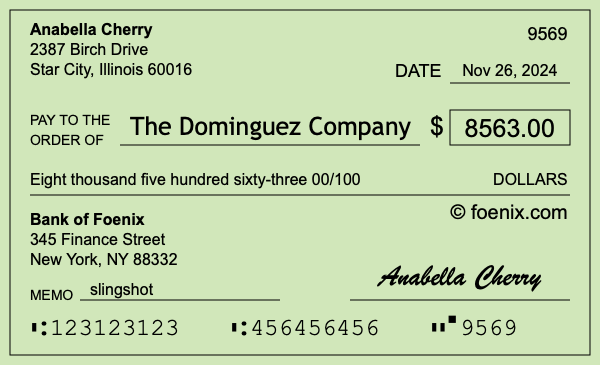 How to write a check for $8,563