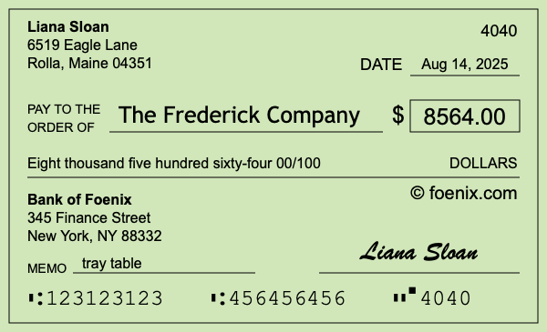 How to write a check for $8,564