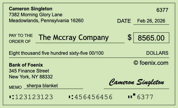 How to write a check for $8,565