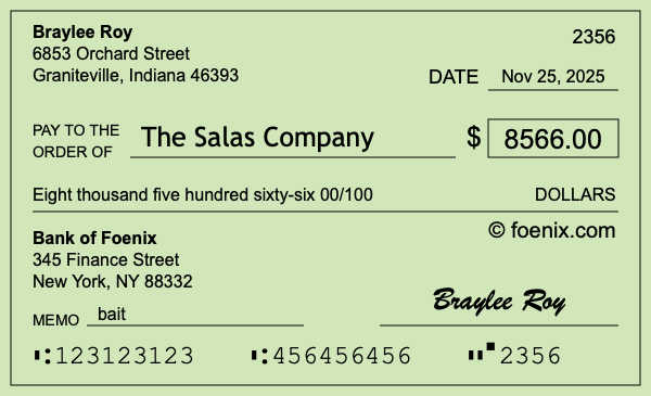 How to write a check for $8,566