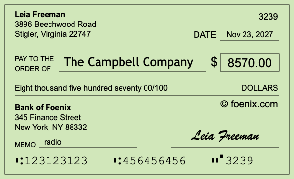 How to write a check for $8,570