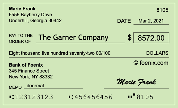 How to write a check for $8,572