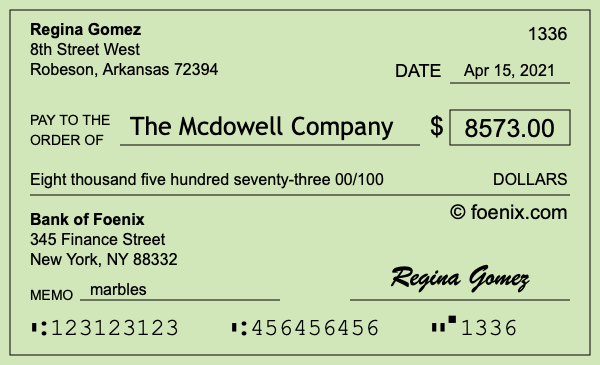 How to write a check for $8,573