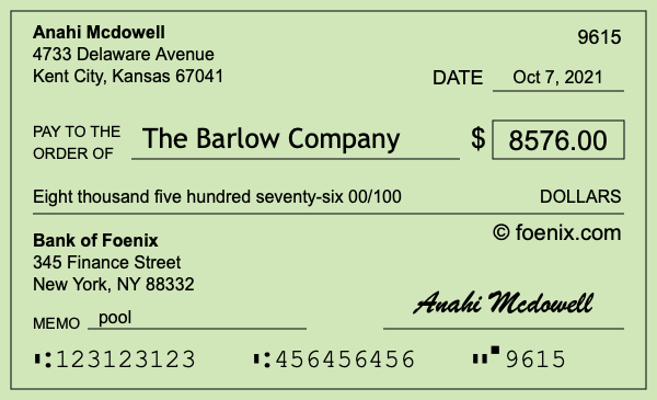 How to write a check for $8,576