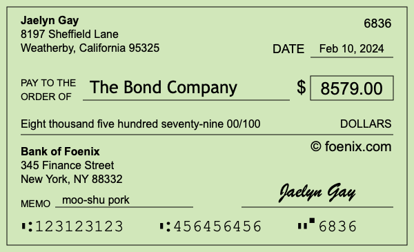 How to write a check for $8,579