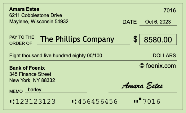 How to write a check for $8,580