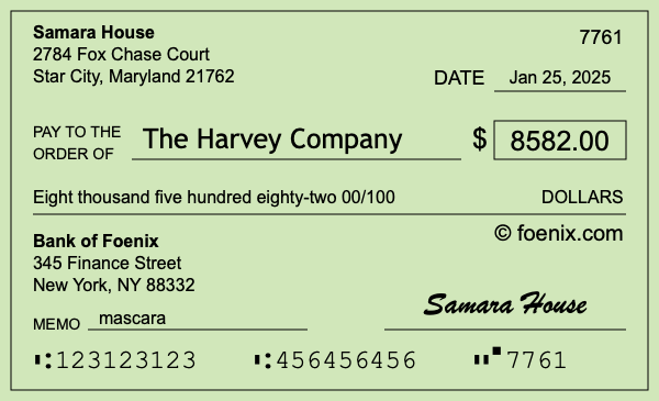 How to write a check for $8,582