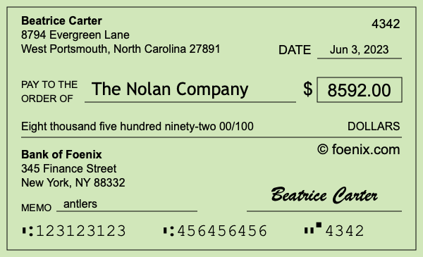 How to write a check for $8,592