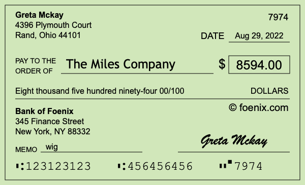 How to write a check for $8,594