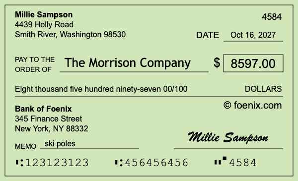 How to write a check for $8,597