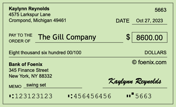 How to write a check for $8,600