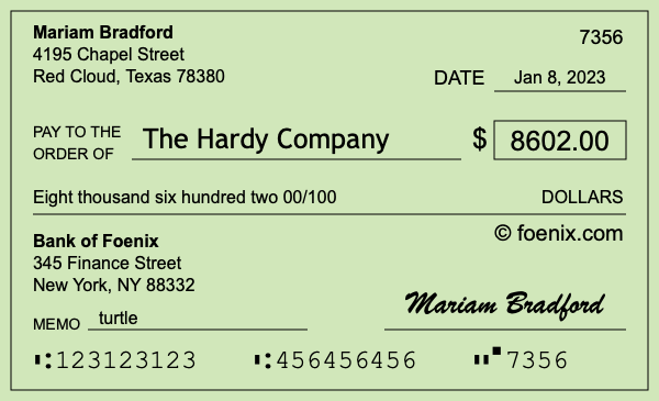 How to write a check for $8,602