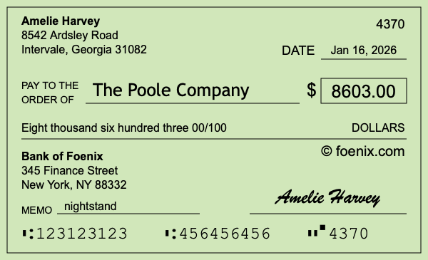 How to write a check for $8,603