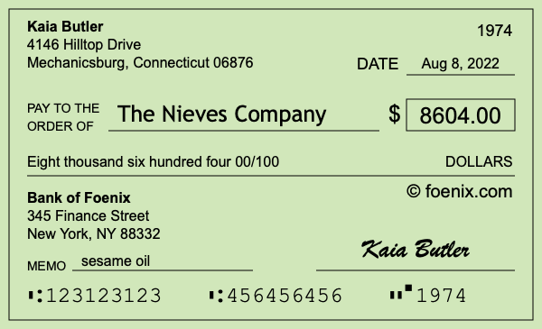 How to write a check for $8,604