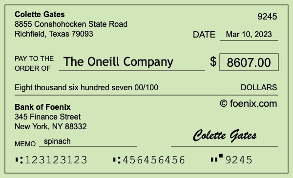 How to write a check for $8,607