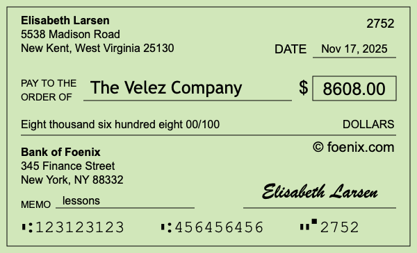 How to write a check for $8,608