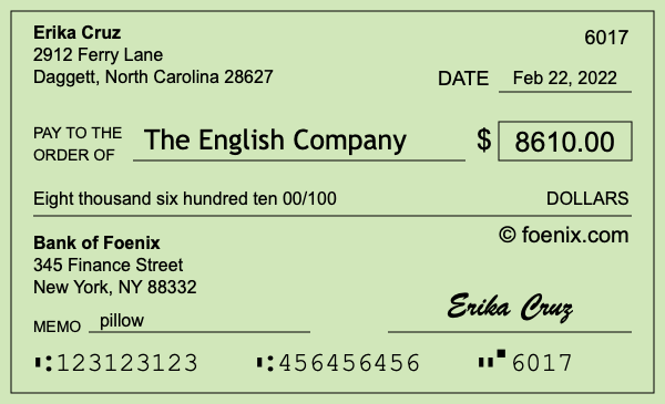 How to write a check for $8,610