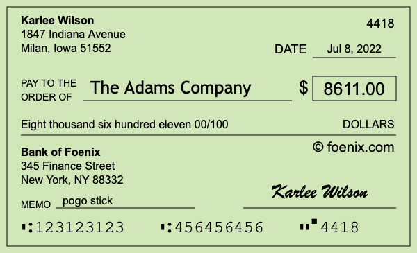 How to write a check for $8,611