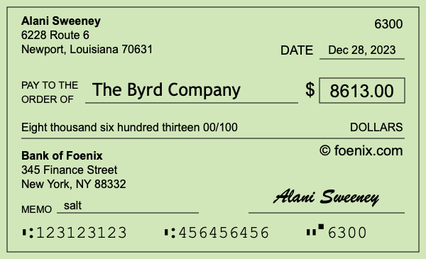 How to write a check for $8,613
