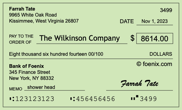 How to write a check for $8,614