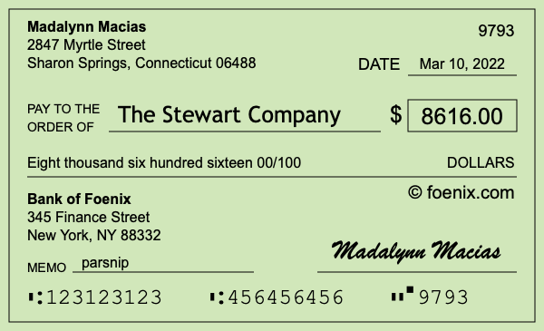 How to write a check for $8,616