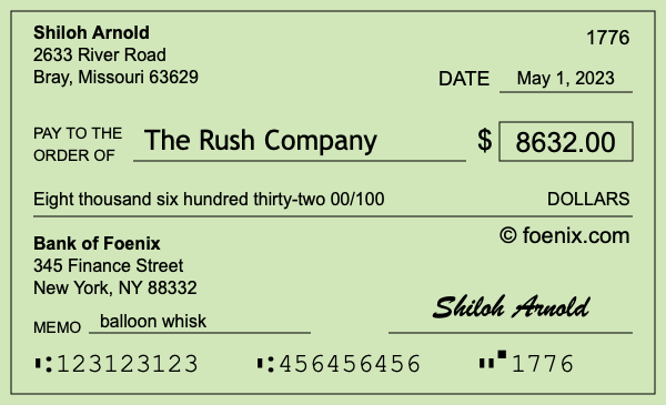 How to write a check for $8,632