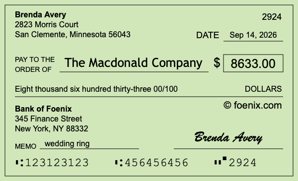 How to write a check for $8,633