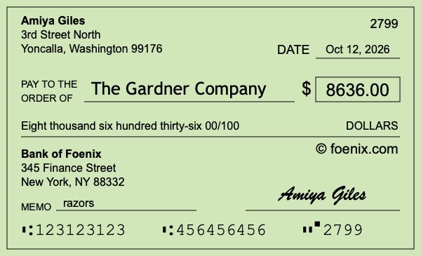 How to write a check for $8,636